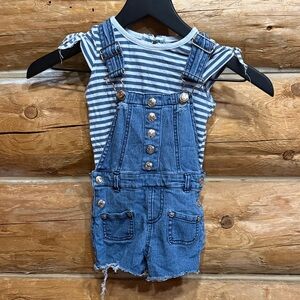 7FAM Denim Blue Kids Overalls 2T